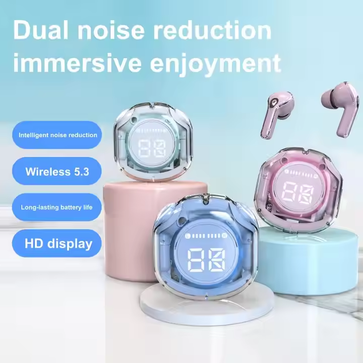 Air39 Audifonos Transparent ENC Noise Reduction Game Ecouteur Bt Headphone Long Battery Bt 5.3 Earbuds