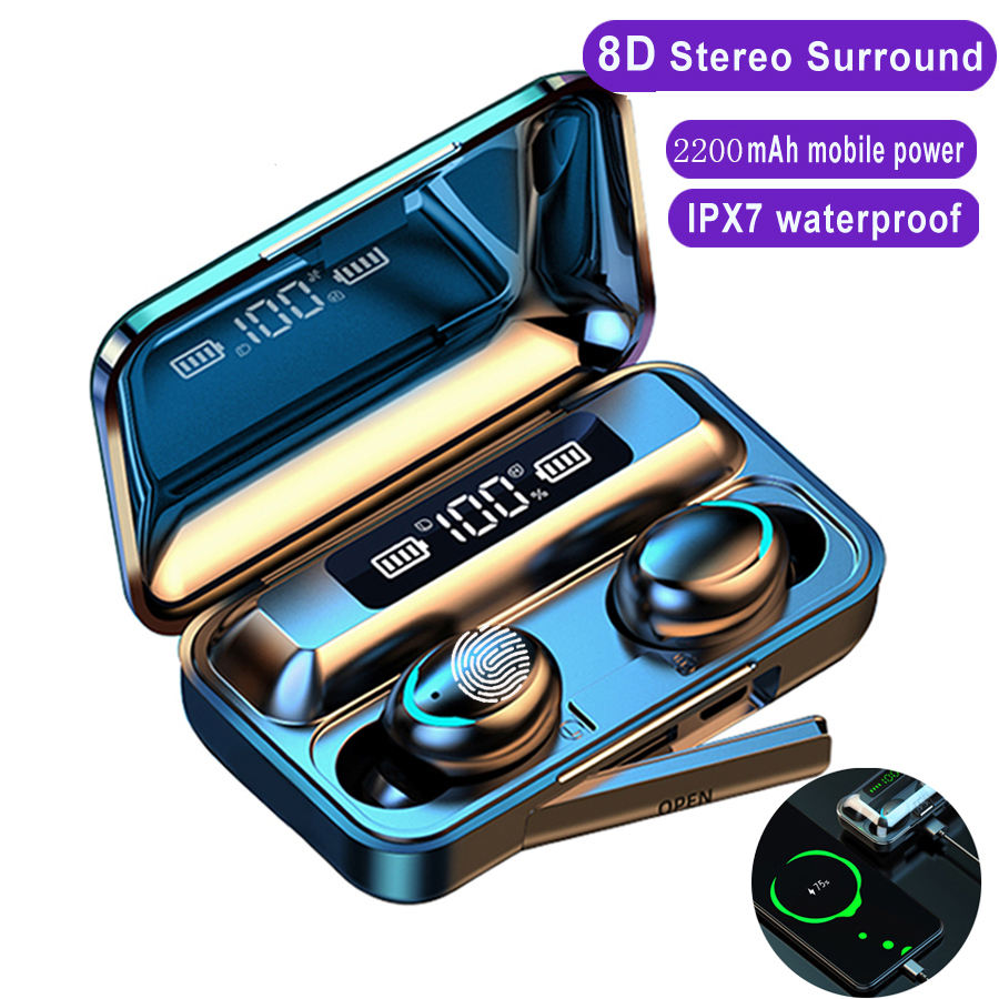 F9 Wireless Earbuds Non-Noise Cancelling TWS Earphones & Headphones with Digital LED Battery Display for Gaming