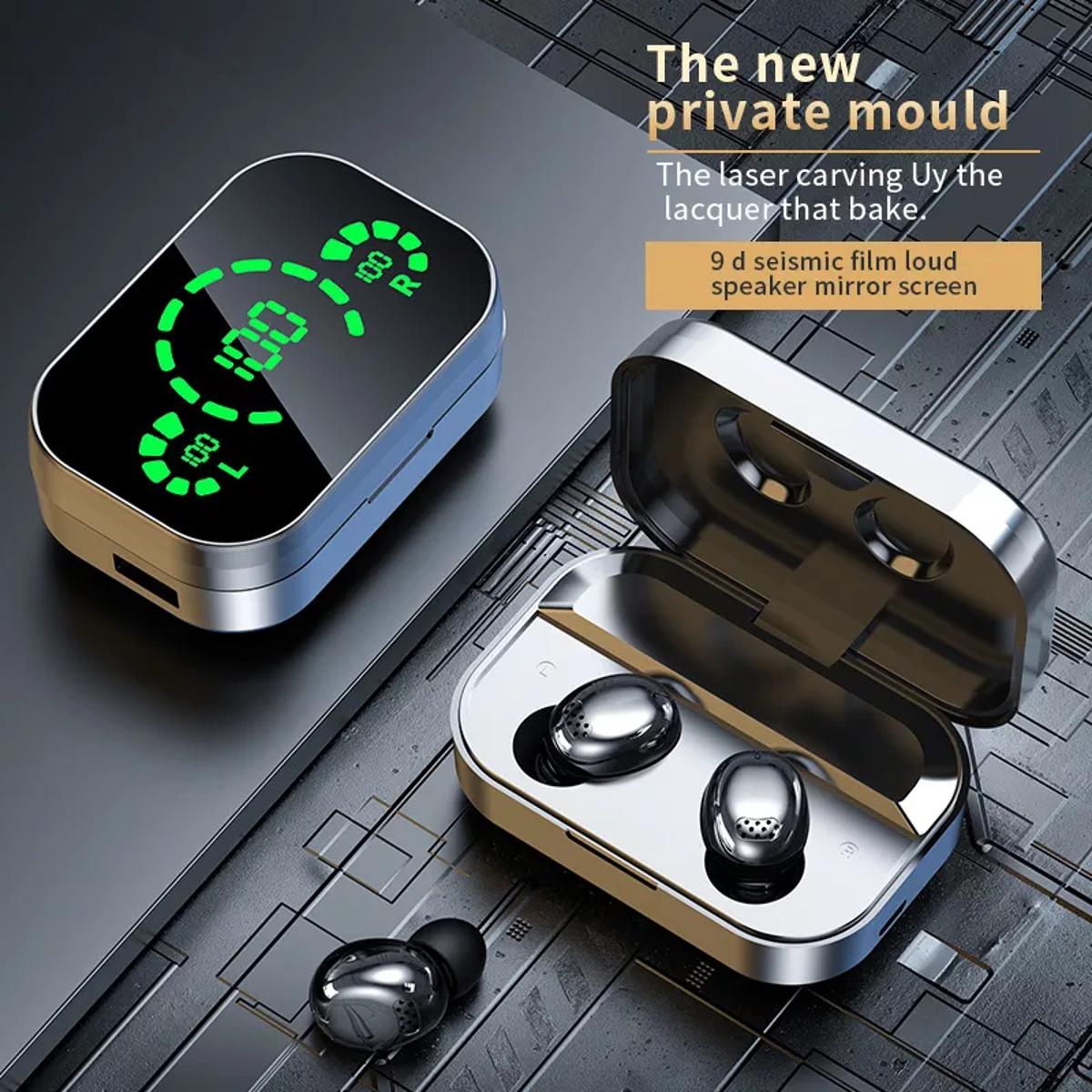 YD03 TWS Bluetooth 5.3 Earbuds HIFI Music Smart Touch Control LED Display Wireless Earphone with Charging Box-Blac