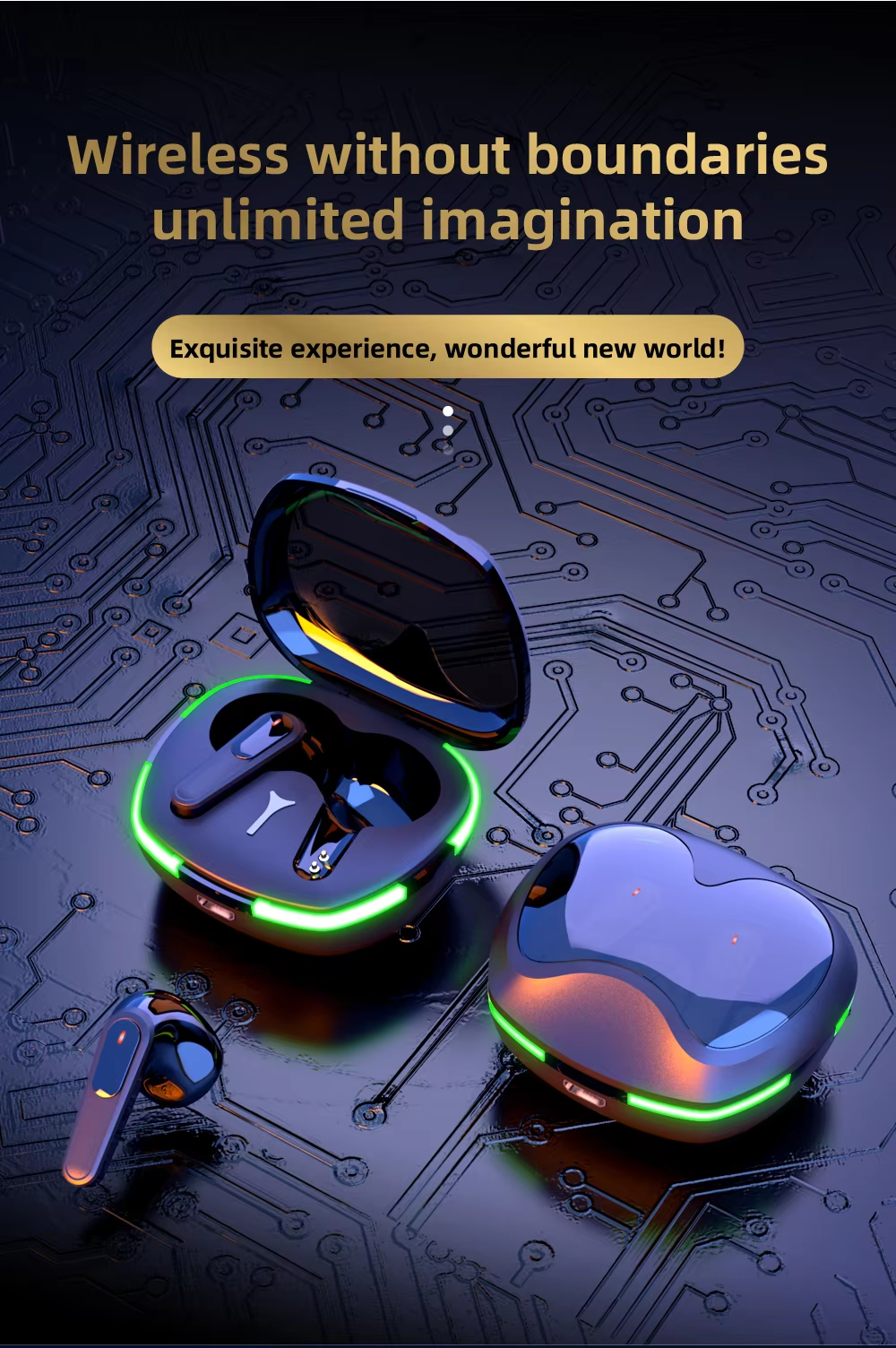 Headphones New Arrival Factory Price IPX4 Waterproof Sports Wireless Headphones BT5.1 With Display Game In-Ear Earbud
